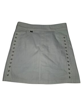 Orly White Lace-Up Eyelet-Trim A-Line Activewear Skort Size S